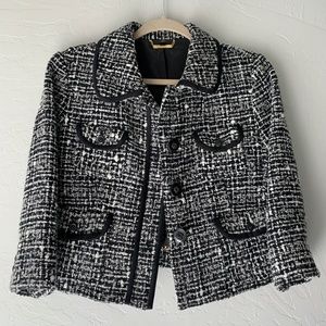 Black & White Tweed Jacket 3/4 Sleeve
